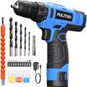PULITUO 12V Blue Cordless Drill Set - Power Drill Kit with Battery and Charger, 3/8-Inch Keyless Chuck, Built-in LED, 21+1 Torque Setting