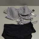 High Waisted Underwire Bikini Sets - Women 2025 Two Piece Swimsuits Halter Bathing Suits with Tummy Control Bottom (Large, Gray and Black Plaid)