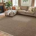 Faux Jute Area Rug 4'x6', Washable & Non-Slip, Taupe