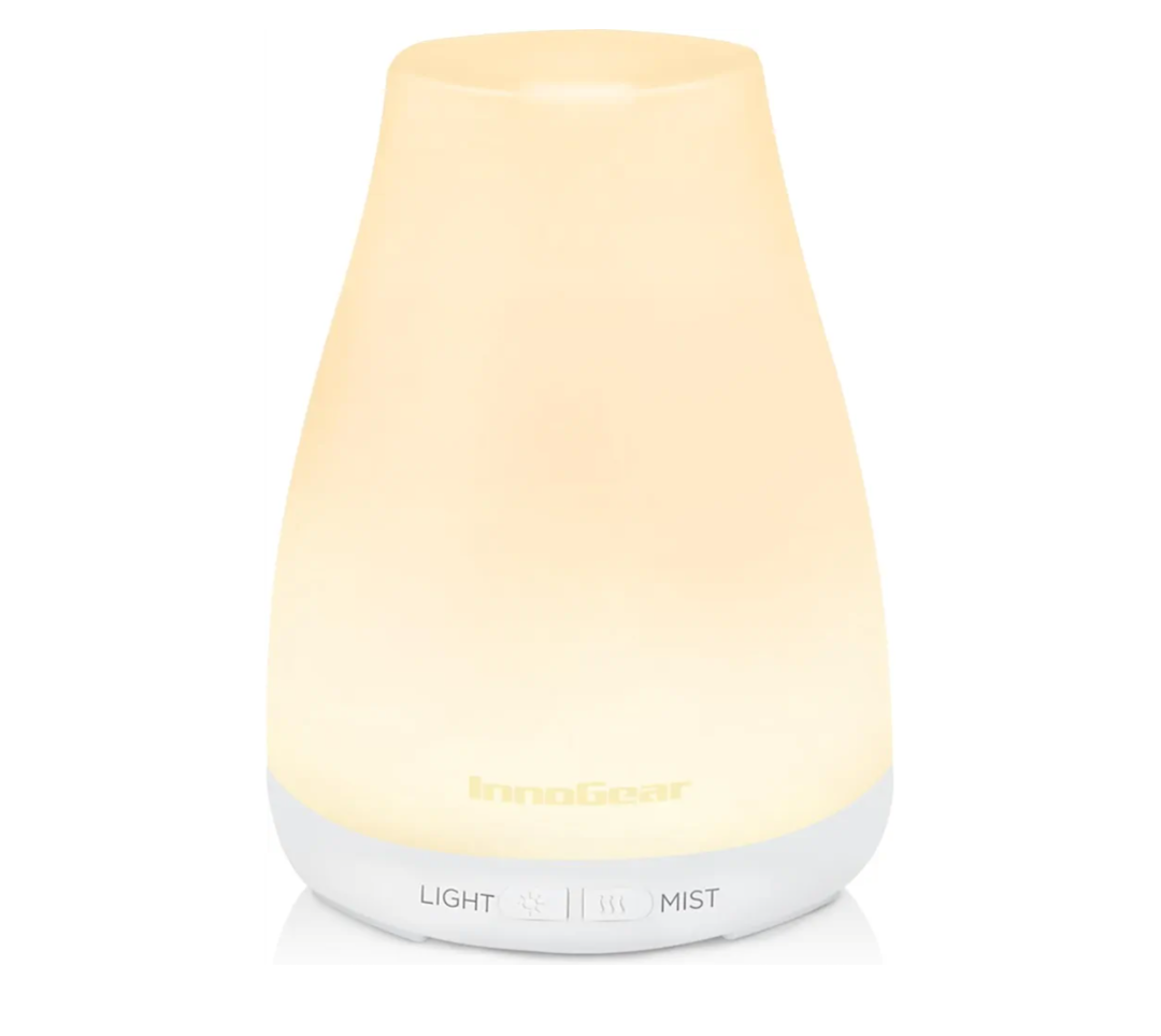 InnoGear Essential Oil Diffuser, Ultrasonic Diffusers for Home Aromatherapy Humidifier for Valentine's Gift Bedroom Room 7 Colors LED 2 Mist Mode Auto Off, Basic White