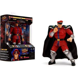 Jada Toys  Street Fighter II M. Bison Action Figure Wave 2  1:12 Scale, 6" Tall, Interchangeable Heads, Hands, Purple Fire Accessory