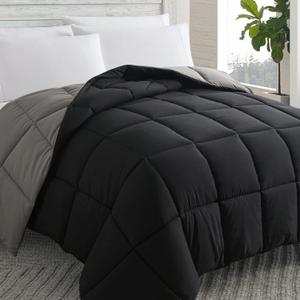 Cosybay Down Alternative Comforter (Black/Grey, Full) - All Season Soft Quilted Full Size Bed Comforter - Duvet Insert with Corner Tabs -Winter Summer Warm Fluffy, 82x86 inches