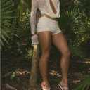 Women's Floral Lace Drop Waist Booty Shorts Skinny Y2k Summer Mini Shorts (S)