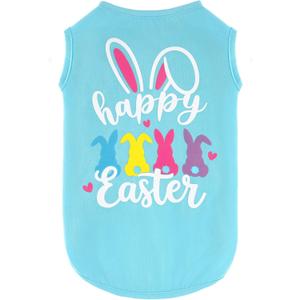 Dog Easter Outfit Shirt Soft Cotton Stretchy Lightweight Easter Dog Clothes Shirts Sleeveless Vest for Large Dogs Cats (L (Back: 14",Chest: 18"))