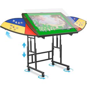 Xubialo 1500 Piece Puzzle Board with Drawers and Cover - Portable Metal Jigsaw Puzzle Tray with Drawers, Solve Station & Sturdy Table, Portable Outdoor Fun, Patio, Easter Birthday Gift Idea
