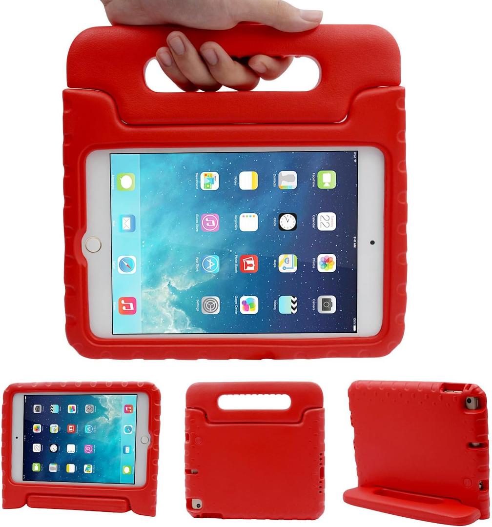 LEFON Kids Case Shockproof for iPad mini 5/4/3/2/1, iPad mini 4th Generation Case for Kids, with Convertible Handle Light Weight Super Protective Stand Cover for iPad mini 5th Gen 7.9 Inch (Red)