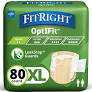 Pack of 4 FitRight Adult Diapers, Ultra Heavy Absorbency, XL (Waist Size 56in-64in), 80 Count, OptiFit Incontinence Briefs for Men and Women, Disposable, Moisture-Wicking, Leak Protection,