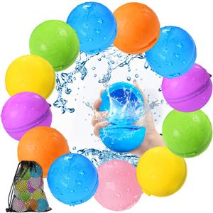 12Pcs Reusable Water Balloons, Pool Beach water Toys for Boys and Girls, Outdoor Summer Toys for Kids Ages 3-12