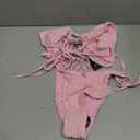 ZAFUL Halter Swimsuits for Women Textured Backless 2 Piece Bathing Suits Cheeky High Cut String Tie Side Bikini Sets (Pink, M)