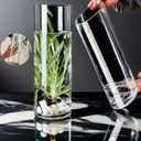 Acrylic Cylinder Plastic Vase for Centerpiece, Unbreakable Hurricane Tall Large Plastic Vases for Proposals Wedding, Hydroponic Decor Base Set of 2 with DIY Stickers (D 4" + D 4.8" X H 15.8" Clear)