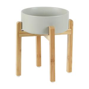 Ceramic 8.2inch Raised Dog Bowl Set, Elevated Feeder with Stand, Food and Water Bowl for Large Breed Dogs, Weighted Pet Dish(60oz, Grey)