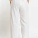 Latuza Women's Petite Linen Rayon Pants Wide Leg Casual Pants (White, XL)