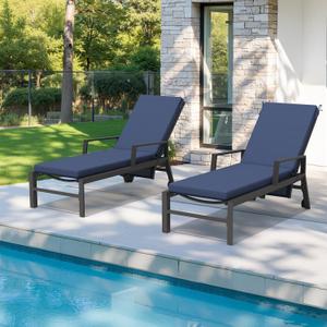 Crestlive Chaise Lounge Cushions Outdoor Set of 2, 72"x21", Water Resistant