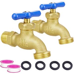 TMOK Large Flow Outdoor Spigot Water Faucet Hose Bib 1/2"Male NPT Inlet x 3/4" Male GHT Outlet Heavy-Duty Brass Garden water Valve, Multi-Turn Water Control, Includes Teflon Tape & Washers