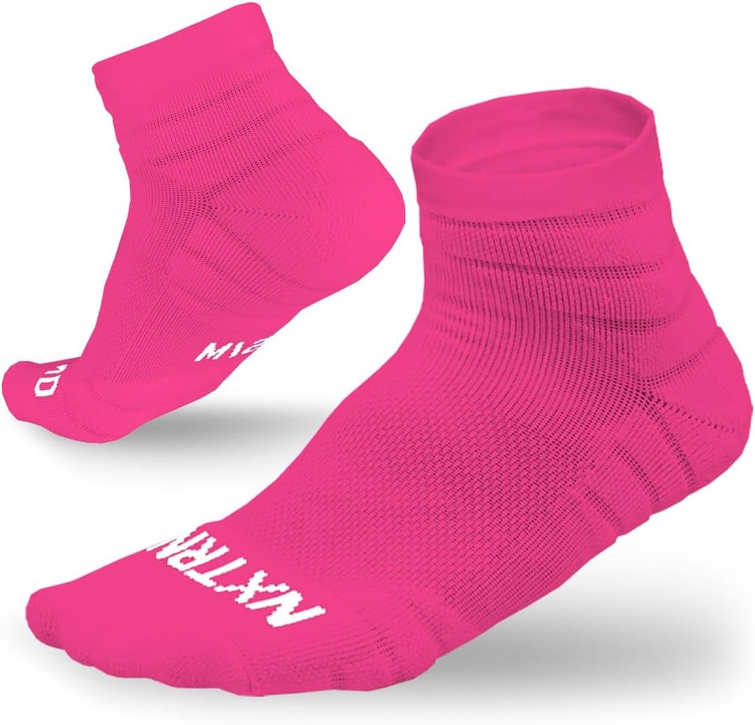 3 Pairs Nxtrnd Quarter Socks for Men & Boys, Padded Athletic Socks for Football (Large, Pink)