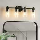 Bathroom Vanity Light for Mirror: 4-Light Modern Wall Sconce Lighting with Clear Glass Bath Vintage Wall Mounted Lamps for Bedroom, Living Room