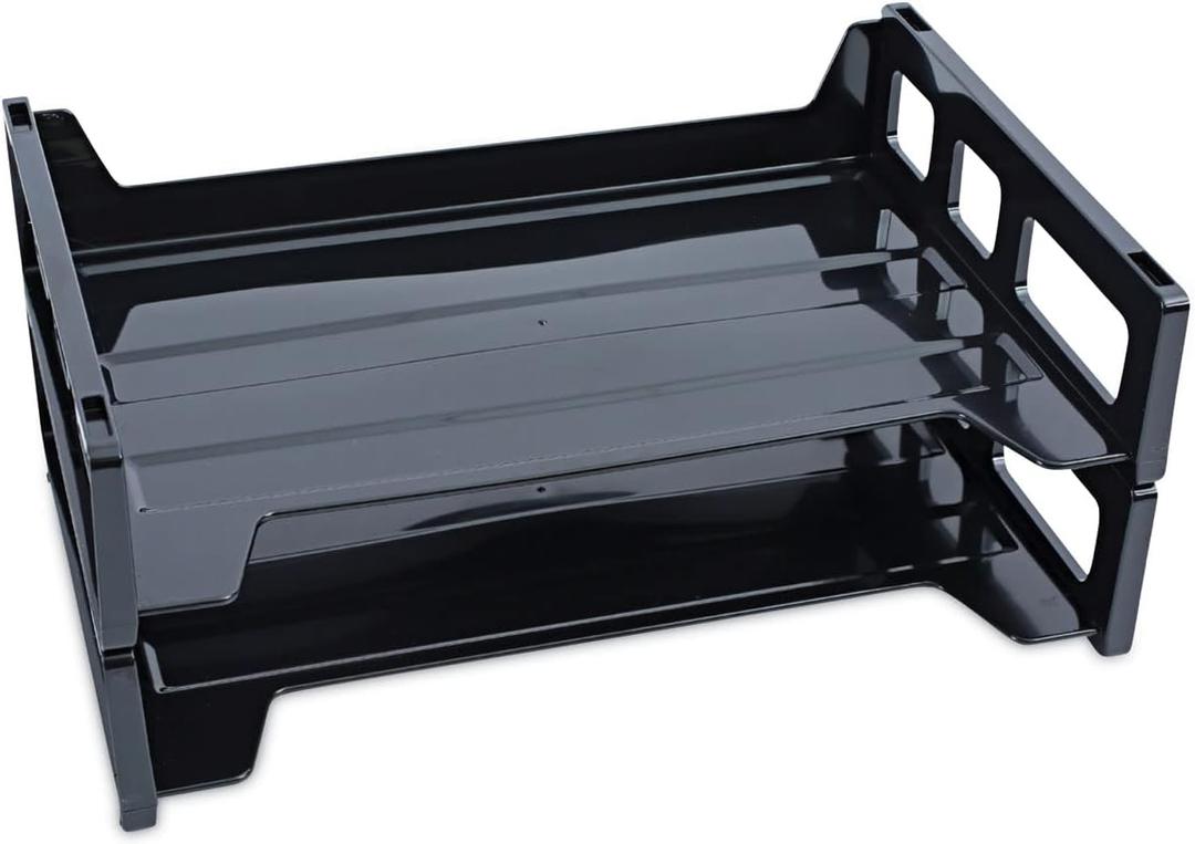 UNV08100 - Universal Side Load Letter Desk Tray, Black (13.1" x 9.3" x 3.5")