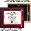 GraduationMall 11x14 Diploma Frame with Red over Gold Mat or Display 15x18 Certificate without Mat,Solid Wood & Tempered Glass,Cherry Finish with Gold Trim