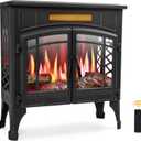 RealSmart Electric Fireplace Heater, Freestanding Stove Heater with 3D Realistic Flame Effect, Fireplace Stove Overheat Safety Protection for Indoor Use Bedroom,750W 1500W Retro Black