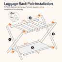 HOOBRO Luggage Racks, Set of 2 Folding Luggage Holders, Bamboo Suitcase Stands, with Nylon Straps and Oxford Fabric Shelf, for Guest Room, Hotel, Bedroom, Brown and Black BR17XLP201G1