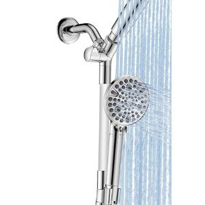 MakeFit Dual Handheld Shower Head Combo, 2-in-1 Rain Shower Heads System 8 Inch Rainfall Shower Head and 10 Modes High Pressure Hand Held Showerhead with Built-in Power Wash (Silver)
