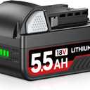 5.5Ah Li-ion Replacement for Milwaukee 18V Battery Compatible with Milwaukee Battery for Power Tool with LED Indicator 48-11-1812 48-11-1850 48-11-1852 48-11-1862