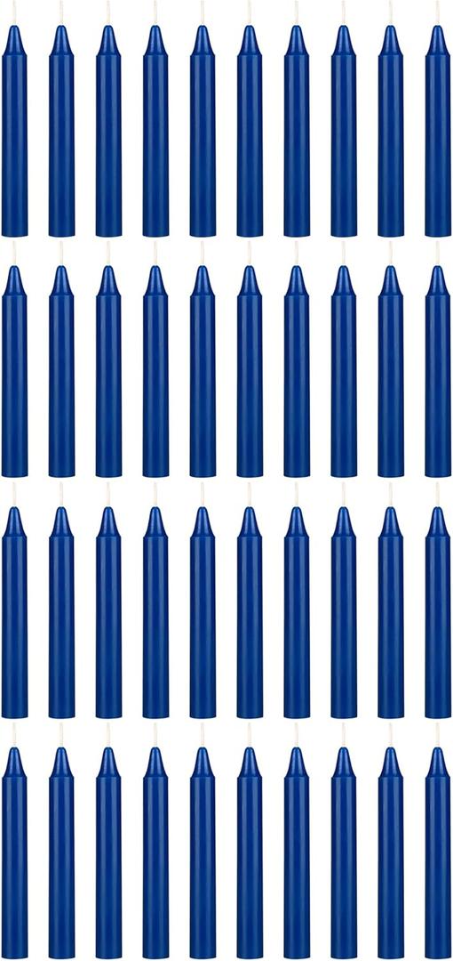 Mega Candles 40 pcs Unscented Dark Blue Exquisite Mini Taper Spell Candles, 4 Inch Tall x 1/2 Inch Diameter, Magic Chimes, Enchantment, Casting Rituals, Witchcraft, Wiccan, Altar, Metaphysical