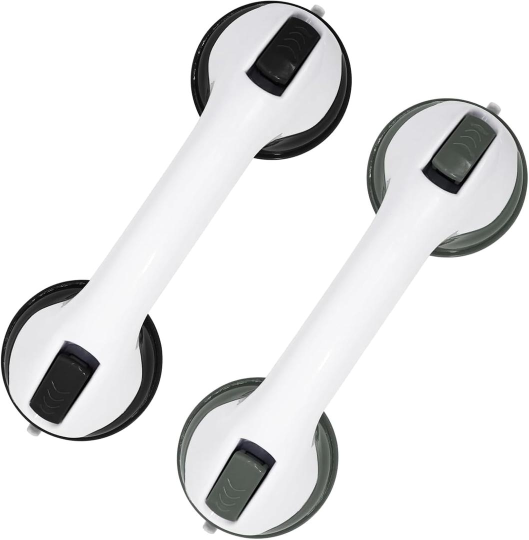 2026 New Grab Bars for Bathtubs and Showers, 2 Pack Heavy Duty Shower Handle 12 Inch Suction Cup Removable Handrails Bath Grip for Elderly, No Drilling