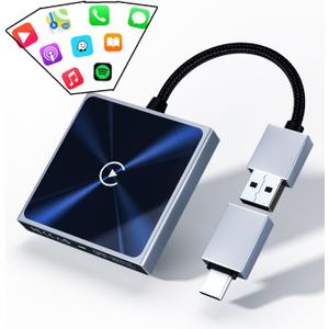 Wireless CarPlay Adapter for iPhone, Converts Wired to Wireless Apple CarPlay Adapter, Includes USB-A to USB-C Dongle, Easy Use, Stable Control, No Delay, Compatible with Cars from 2016 & iOS 10+