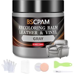 Gray Leather Recoloring Balm,Leather Couch Scratch/Stain Remover,Leather Repair kit for Vinyl Furniture and Car Interior,Leather Dye Paint for Scratched and Faded Leather Couches
