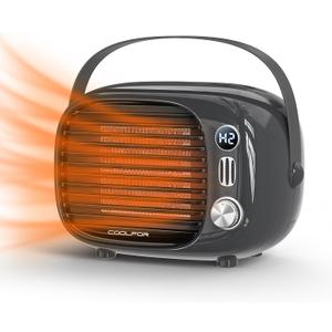 Space Heater, Small Desk Heater with High Output, Safe and Quiet Ceramic Desktop Heating Fan for Home Bedroom Office Desk Indoor Use(Grey)