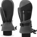 Winter Ski Mittens for Men Women Cold Weather- Warm Snow Mitts Gloves Waterproof & Windproof for Snowboard Snow Sports (Large-X-Large, Gray)