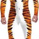 Men's Animal Print Halloween Costume Bodysuit Jumpsuit for Cosplay Party (X-Large, Tiger)