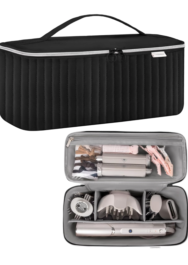 Travel Carrying Case for Hair Dryer Shark Flexstyle Dyson Airwrap Brush Hair Accessories Tools Storage Bag for Revlon Hairdryer Styler Organizer (Black)