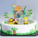 10 Pcs Safari Cake Topper Leaves Cake Decorations Elephant Giraffe Monkey Birthday Cake Toppers Jungle Animals Cakes Toppers Woodland Animal for Party Baby Shower Birthday Supplies Jungle Style