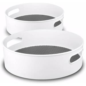 Semlos 360 Rotating Lazy Susan Organizers, 2 Packs 9" and 12" Turntable Spice Rack Organisers for Kitchen Organization and Storage, Non-Slip Under Sink Organizer for Bathroom Pantry Cupboard