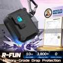 4 x R-fun AirPods 2 Case 2019 with Lock & Cleaning Kit, Keychain, Magnetic Lid, Compatible with AirPods 2nd/ 1st Generation Protective Case, Support Wireless Charging, Black