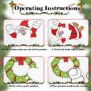 Outdoor Christmas Fence Decorations Light Up Xmas Fence Peeker Signs Decor Santa Claus Reindeer Wreath Yard Hanging Ornament with String Lights for Garden Lawn Fireplace Xmas Tree