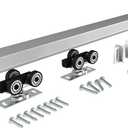 JUBEST 5FT Commercial Grade Pocket Door Hardware and Track Set, Sliding Door Hardware 56.7", Durable and Smoothly, Easy to Install (5 Feet)