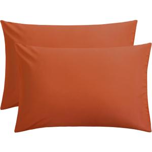 FLXXIE Pillow Cases Queen, Soft Microfiber Pillow Covers with Envelope Closure, Wrinkle Resistant Pillowcases, 2 Piece Set, 20x30, Burnt Orange