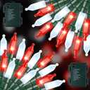 2 Pack Christmas String Lights with Built-in Timer - Total 100 LED 36ft Fairy Battery String Lights - Mini Lighting for Backyard Eave Holiday Ornament Christmas Party Decorations - Red White