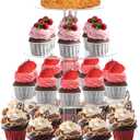 Cupcake Stand, 4 Tier Cupcake Stands for 38 Cupcakes, Round Acrylic Dessert Table Display, Clear Cupcake Tower Holder Display for Birthday, Wedding, Baby Shower, Party