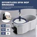 Spin Mop and Bucket System with180-Degree Rotating Head Telescopic Handle Dual Chamber Bucket Floor Cleaning Set with 3 Mop Refills Dual-Function Wringing Hand-Press and Foot-Pedal