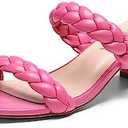 DREAM PAIRS Women's Two Braided Strap Low Heels for Women Open Toe Block Chunky Heels Sandals Holiday Party Wedding Dress Pumps Shoes Size 8