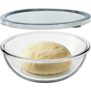 6.2QT Large Glass Mixing Bowl with Lid, Clear Glass Salad Cooking Bowls for Sourdough, Salad and Storage Prepping and Baking Food Storage Set