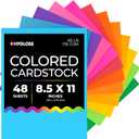 Hygloss Bright Colored Cardstock - 8.5x11-Inch, 12 Assorted Colors, 48 Sheets, 65 lb/ 176 gsm, Fade-Resistant, Acid-Free Color Card Stock Paper