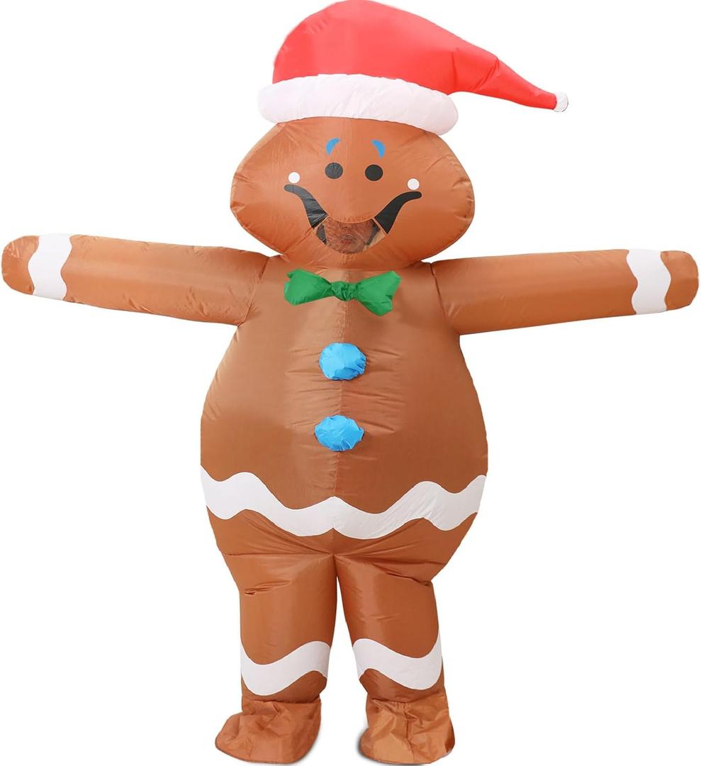 Christmas Costume Gingerbread Inflatable,Gingerbread Man Costume Blow up Funny Christmas Inflatable, Onesies Giant Xmas Costumes for Women