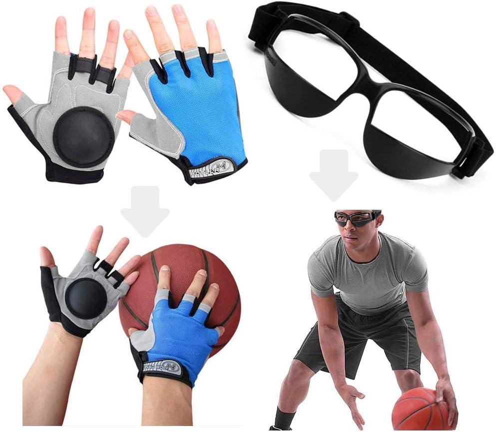 Basketball Dribbling Finger Training Anti Grip Ball Handle Train Gloves, Basketball Goggles Dribble Dribbling Eyewear Glasses Goggles for Kids Youth Adult Adolescent Golf Rugby Soccer