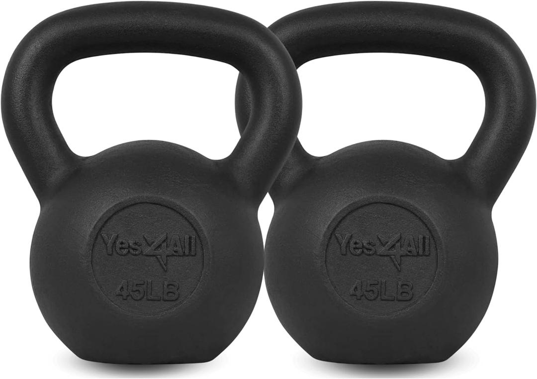 Yes4All 45 lbs /20.4 Kg Cast Iron Kettlebell for Dumbbell Weights Exercises, Gym, Full Body Home Workout Equipment, Push up, Grip and Strength Training