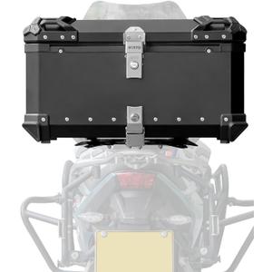 motorcycle top shell 65L, waterproof aluminum handle motorcycle helmet shell, trunk with safety lock, can store helmet luggage (Black)